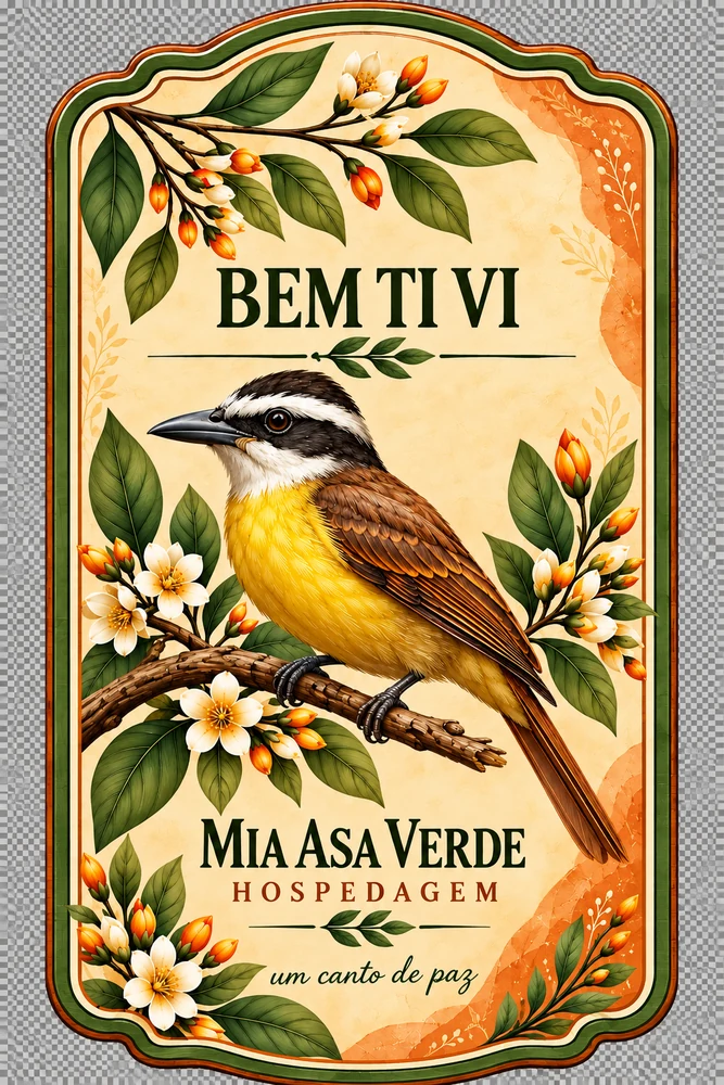 Placa da Suíte Bem-te-vi da Mia Asa Verde